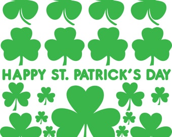 Shamrock Vinyl Decals for St. Patrick's Day- Holiday Decorations - For Windows, Door, Wall, Shadow Boxes Stickers