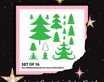 16 Vinyl Christmas Tree Decals for the Holidays- Christmas Decorations - For Windows, Door, Wall, Xmas Stickers