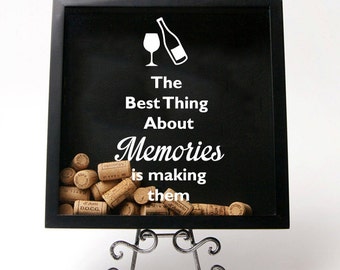 Wine Glass and Bottle quote- Best Thing About Memories Decal ~ Perfect for making memory shadow boxes