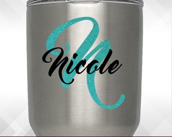 Glitter Initial Name Decal - Personalize Name Customize for Yeti Decal Only