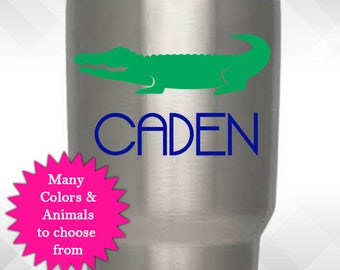 Animal with Custom Name Decal - Vinyl Sticker - Customizable for Yeti Tumblers - Decal Only