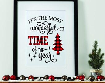 The Most Wonderful Time of the Year Christmas Decal - Holiday Vinyl Sticker for Windows, Shadow Boxes, Walls, Decor & More