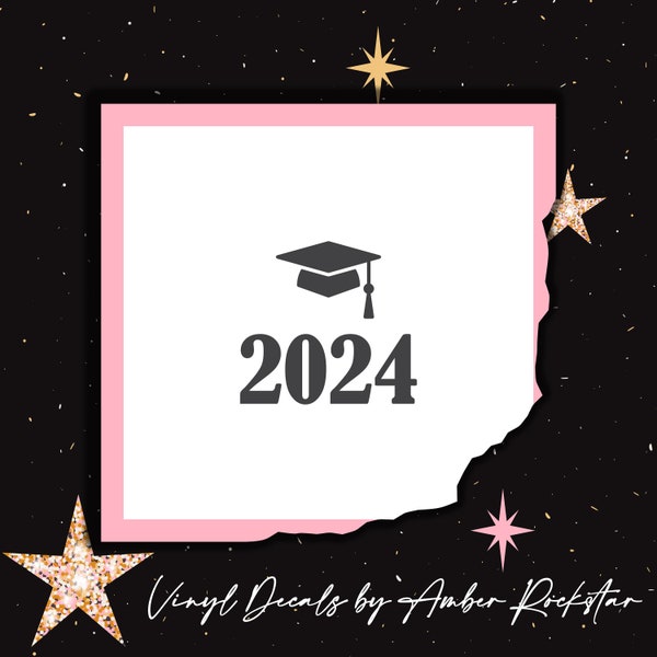 2023 Grad Cap Decals - Set of 10  - Perfect for Champagne glasses for Graduation Celebration & Decorations