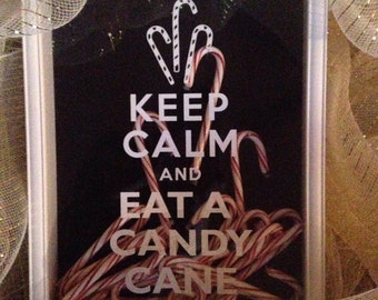 Keep Calm and Eat A Candy Cane - Vinyl Sticker Decal / Sticker - Christmas Shadow Box | Christmas decorations