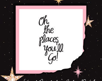 Oh the Places You'll Go Vinyl Sticker Decal ~ Perfect for making Ticket or Photo memory shadow boxes