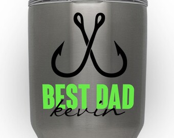 Best Dad Fishing Custom Decal - Vinyl Sticker - Initials Monograms for Yeti Tumber Decal - Choose TWO Colors & Size!