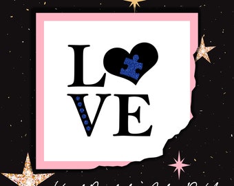 Autism LOVE Cup Decal - Vinyl Sticker - Support Autism | Yeti RTIC Tumbler Decal