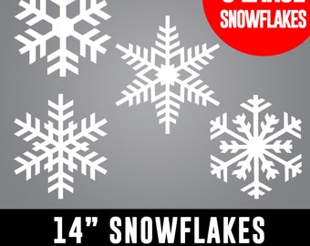 14 inch LARGE Snowflakes - Retail Shop Windows, House Windows, Christmas Decor, Winter Wonderland