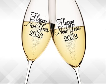 Happy New Year Decals - Set of 10 - Perfect for Champagne glasses for New Years Eve, NYE, New Years Day Decorations