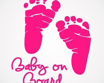 Baby on Board Decal - Baby Footprints - Newborn Decals - Boy or Girl
