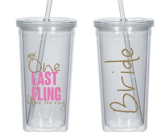 One Last Fling Before the Ring Bachelorette Party Glasses or Tumbler DECAL - GLITTER AVAILABLE- Vinyl Sticker Only