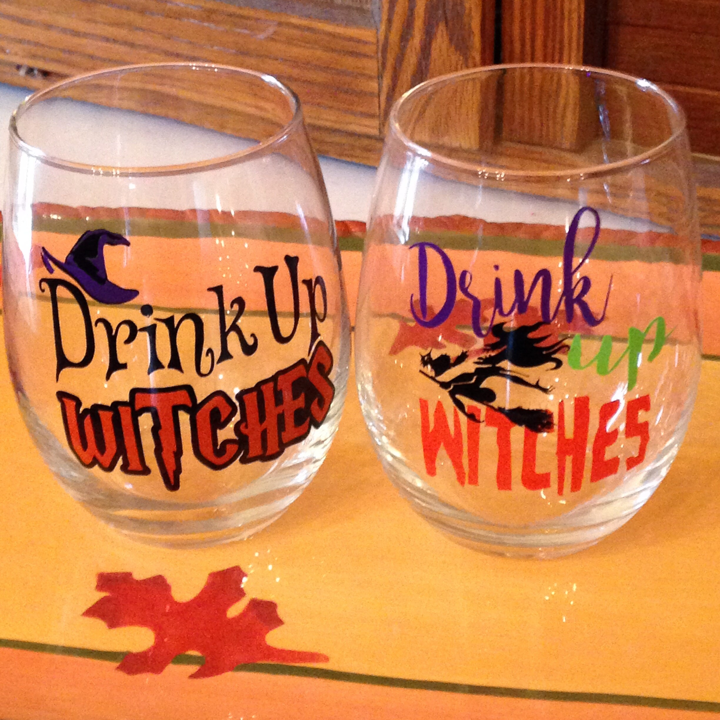 Halloween Drink Up Witches Wine Glass or Plastic Tumbler DECALS diy Cup Stickers Glass NOT