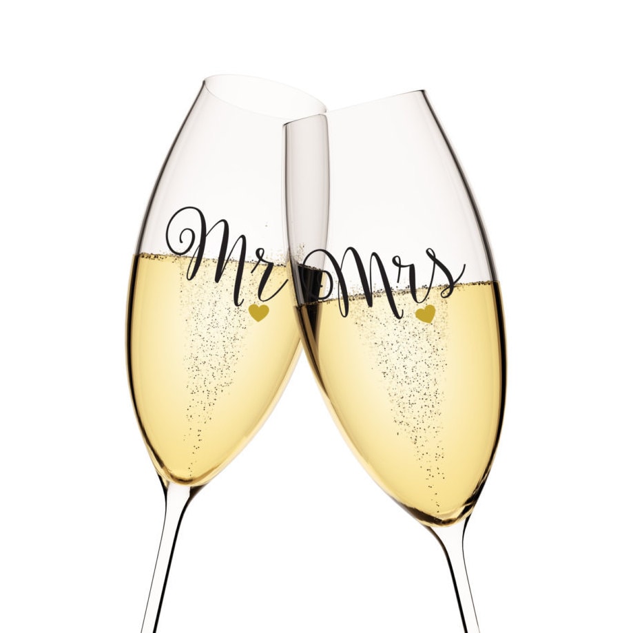 Mr & Mrs Mr & Mr Mrs & Mrs Champagne Wine Glass Vinyl Decals Wedding Gift DIY