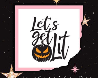 Let's Get Lit Jack-o'-lantern Decal - DIY Decals for Wine Glasses, Plastic Cups and Tumblers