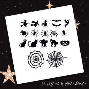 Halloween Sheet of Decals Bats Cats Witches ghosts pumpkins  - Halloween Decorations - Stickers for Glasses, Windows, Door, Pumpkins