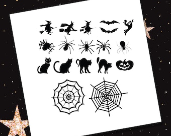 Halloween Sheet of Decals Bats Cats Witches ghosts pumpkins  - Halloween Decorations - Stickers for Glasses, Windows, Door, Pumpkins