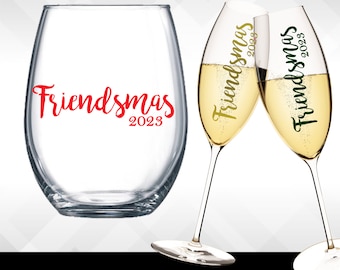 Friendsmas Decal - Modern Version - Thanksgiving decals - Holiday Vinyl Sticker for wine glasses, tumblers, etc DECAL only