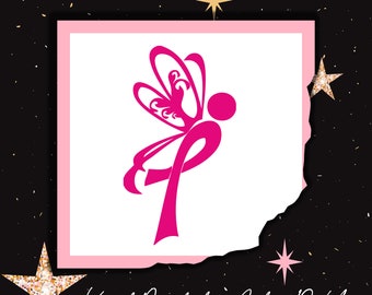 Breast Cancer Awarenes Butterfly Decal Sticker - Car, Laptop, Window, Wall Vinyl Decals