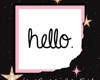 Hello front door vinyl sticker decal - trendy hello. available in multiple sizes and colors.