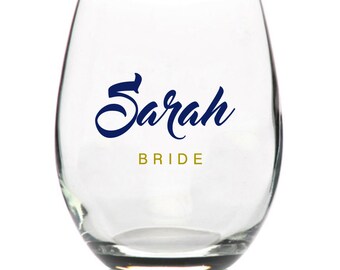 Wedding Party Glass Tumbler Decal - Vinyl Sticker - Choose TWO Colors