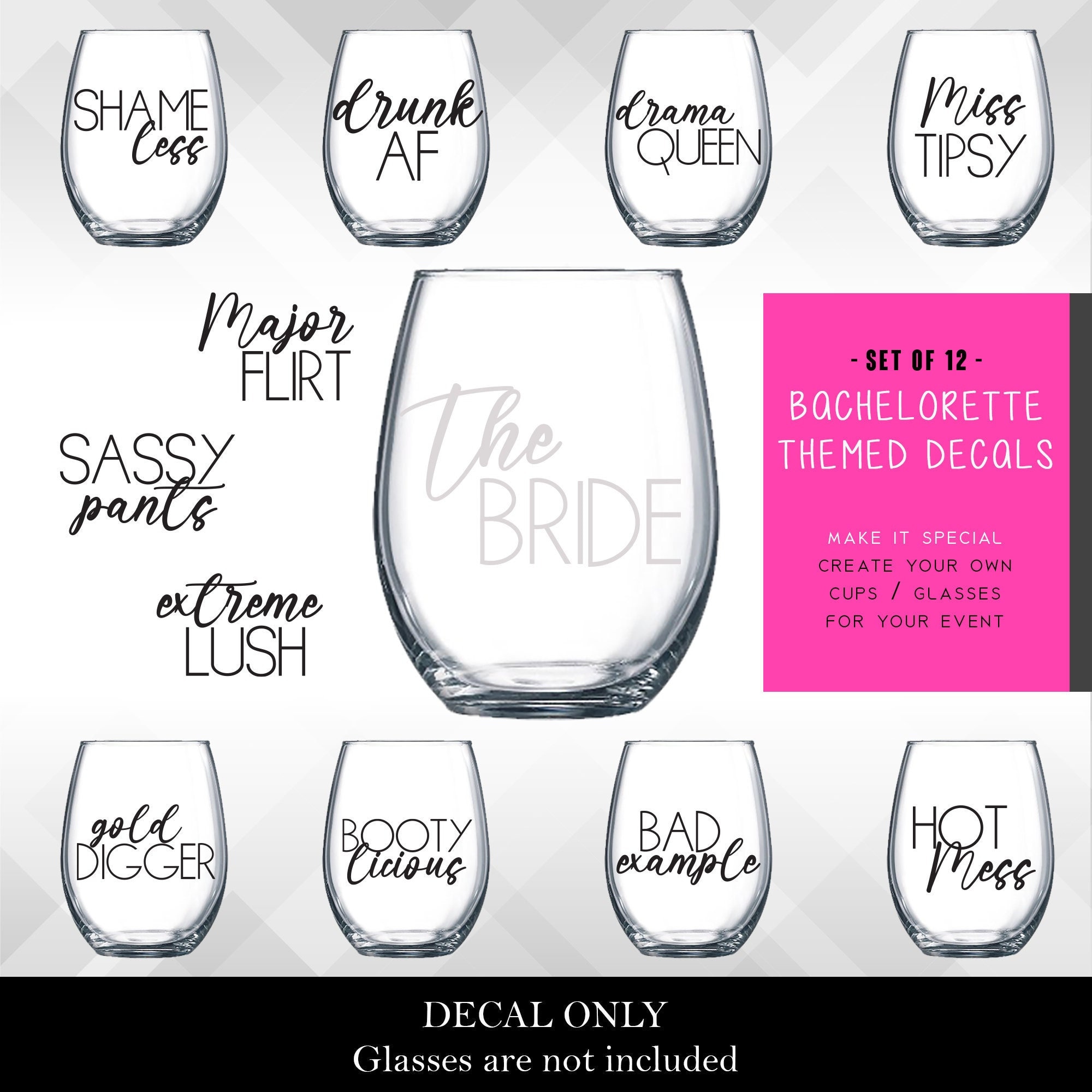 Custom Wine Glass Decals Bachelorette Party Custom Decal 