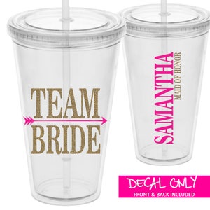Wedding Bridal Party Vinyl Wine glass decal sticker NAME OR ROLE DIY stickers bd