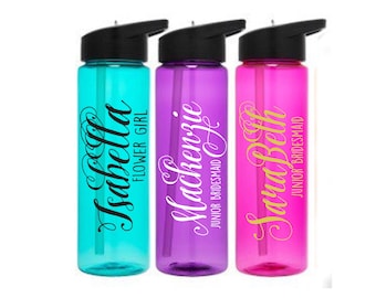 Flower Girl - Junior Bridesmaid, Bridal Party Decals for Water Bottles, Glasses, Plastic Tumblers - Vinyl Sticker - DIY Decals