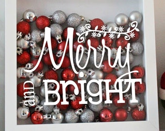 Merry and Bright - Christmas - Holiday Vinyl Sticker - Decal Only!