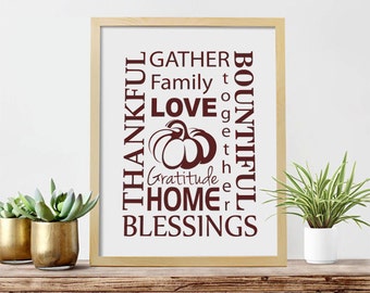 Thankful  Thanksgiving family - Vinyl Sticker Decal