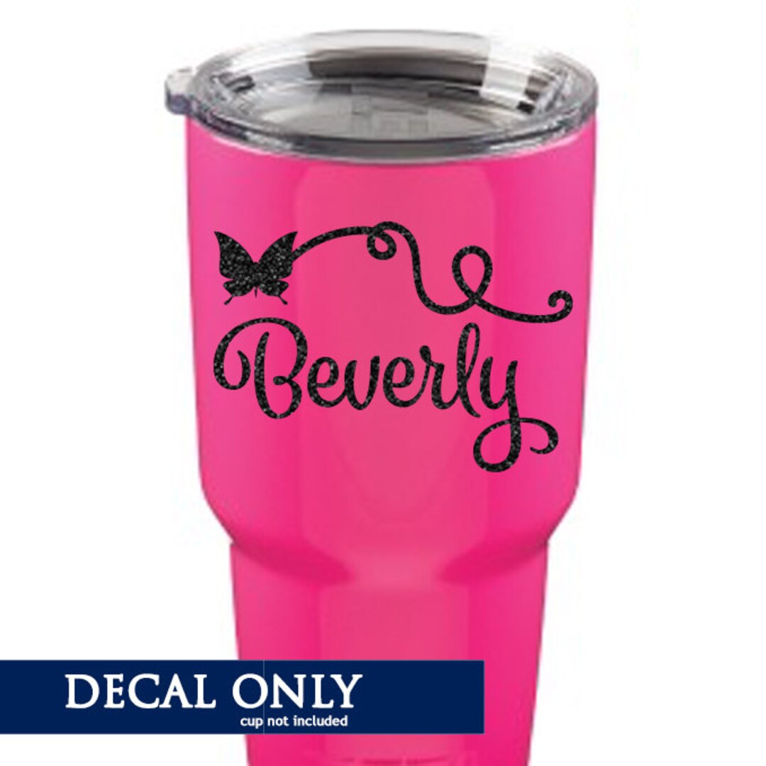 Tumbler Name Decal Vinyl Sticker Butterfly Design Etsy