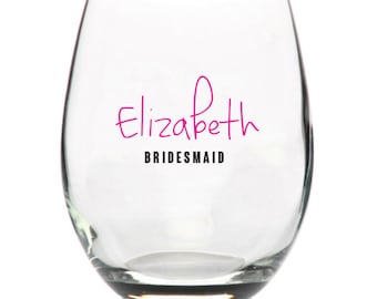 Bridal Party Names Glass Tumbler Decal - Vinyl Sticker - Choose TWO Colors - Glitter Available