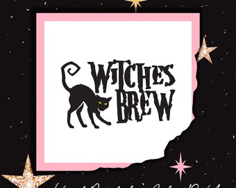 Witches Brew Halloween Wine Glass or Plastic Tumbler DECALS - diy Cup Stickers - Glass NOT included.