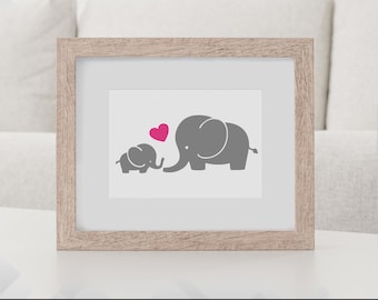 Baby and Mom Elephant Decal | Vinyl Sticker - Newborn Nursery, Car, Window, Laptop Vinyl Decals
