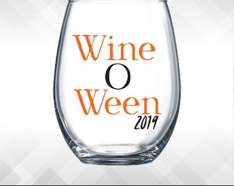 Wine O Ween DECAL - Halloween Decals for Wine Glass or Plastic Tumbler - diy Cup Stickers