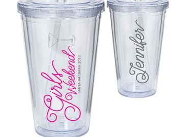 Girls Weekend Martini Glass for Plastic Tumbler DECALS plus NAME - diy Cup Stickers- GLITTER available!