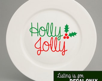 Holly Jolly Christmas Decal - Holiday Vinyl Sticker for Windows, Shadow Boxes, Walls, Decor & More