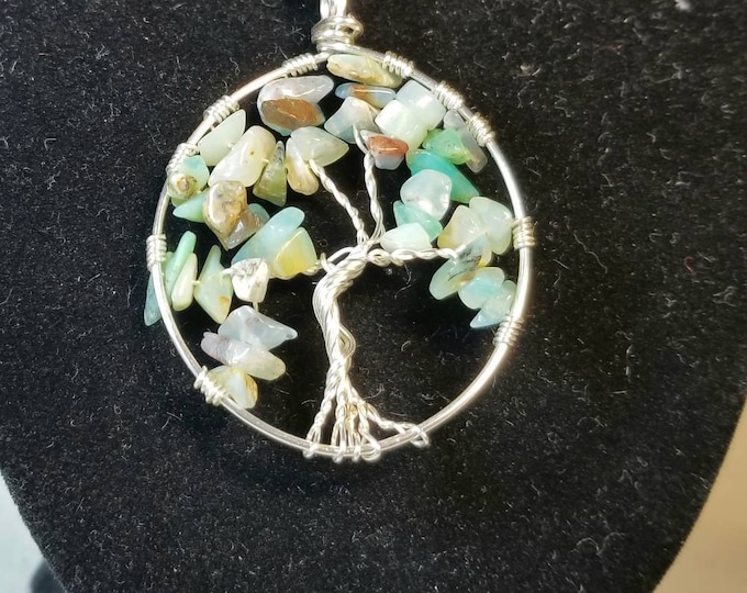 Peruvian Blue Opal Tree of Life Necklace