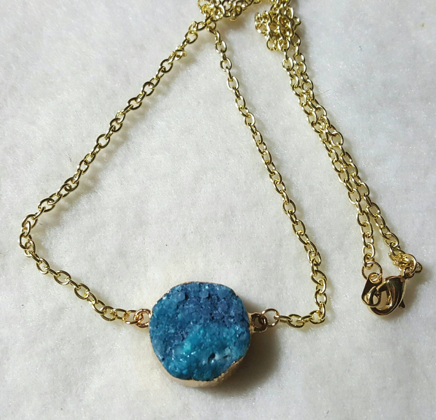 Teal Druzy Necklace, Teal Necklace, Druzy Necklace