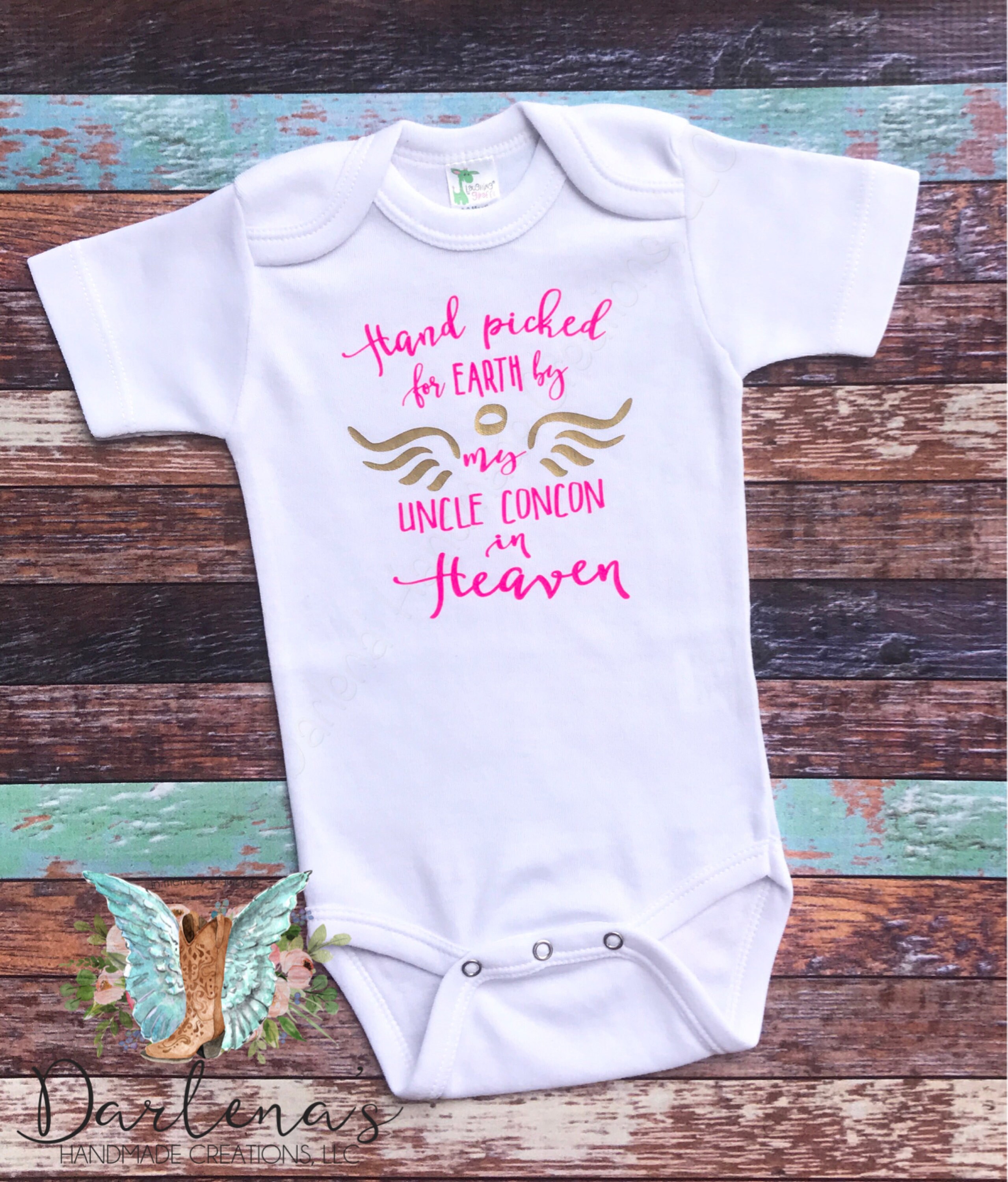 Guardian Angel Custom Baby Infant Toddler Shirt Baby Shower Gift Uncle Handpicked For Earth By My Uncle In Heaven Baby Bodysuit