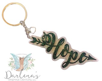 Hope Arrow Glittered Acrylic Keychain, Diaper Bag Pull, Awareness, Bag Pull, Bag Charm