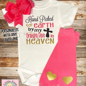 Hand Picked for Earth by My Grandpa in Heaven Bodysuit – Personalized Memorial Baby Gift – Custom Infant Outfit – Heaven Keepsake for Baby