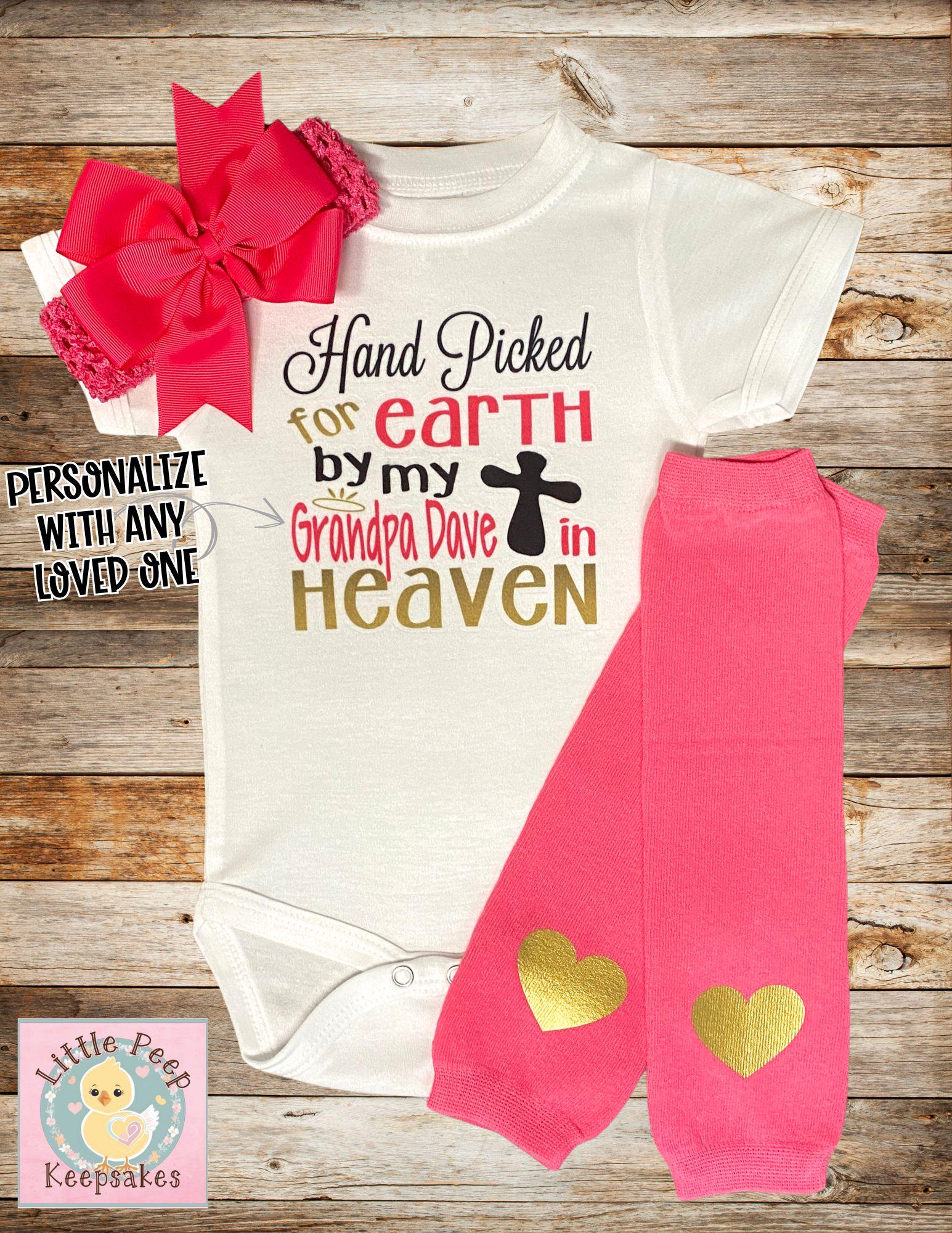 Hand Picked for Earth by My Grandpa in Heaven Bodysuit – Personalized Memorial Baby Gift – Custom Infant Outfit – Heaven Keepsake for Baby