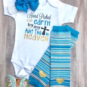 Hand Picked for Earth by my Aunt in Heaven Sleeve Infant Baby Bodysuit Baby Shower Gift, Going Home Outfit