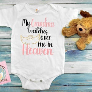 My Grandma Watches Over Me in Heaven Baby Bodysuit – Personalized Infant Memorial Outfit