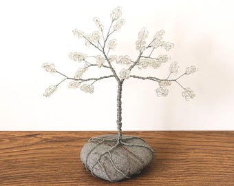 Wire Tree Sculpture, Handmade Beaded Tree Of Life