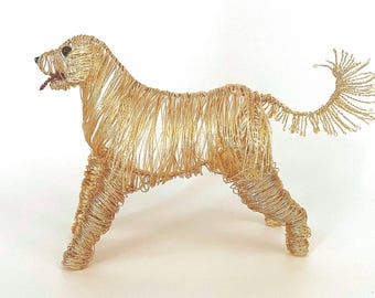 Escultura de Wire Retriever, regalo para amantes de los perros, recuerdo conmemorativo de mascotas.