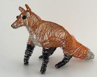 Adorno de zorro, escultura de arte del bosque, decoración de oficina/escritorio