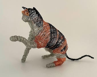 Figura de gato calicó, escultura animal única, monumento conmemorativo de gato personalizado