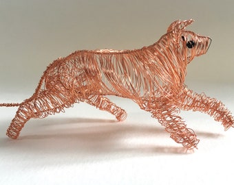 Wire cat, copper feline statue, custom pet ornament, animal sculpture, cute cat lover gift, beloved kitty figurine, personalized memorial