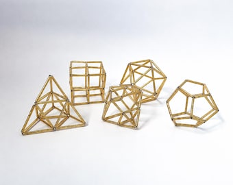 Sacred Geometry Sculpture, Handmade Platonic Solids & Merkaba Hanging Decor